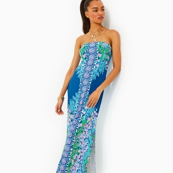 NWOT LILLY PULITZER NOA STRAPLESS MAXI DRESS SIZE 6/14 - Picture 1 of 4